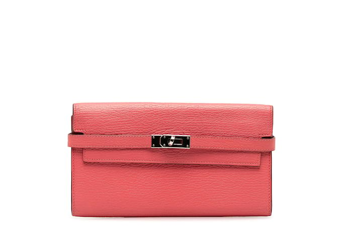 Hermès Pink Hermes Chevre Classic Kelly Wallet Leather  ref.1237918