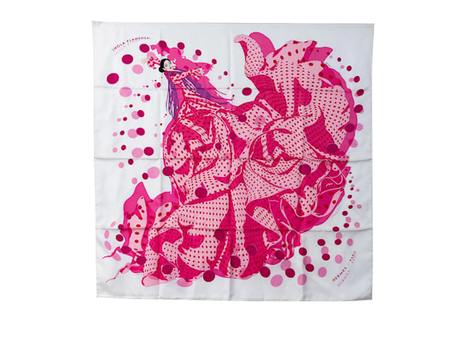 Hermès Pink Hermes Hola Flamenca Silk Scarf Scarves Rosa Seda  ref.1237924