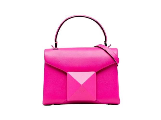 Bolso satchel mini con tachuelas Valentino rosa Cuero  ref.1237926