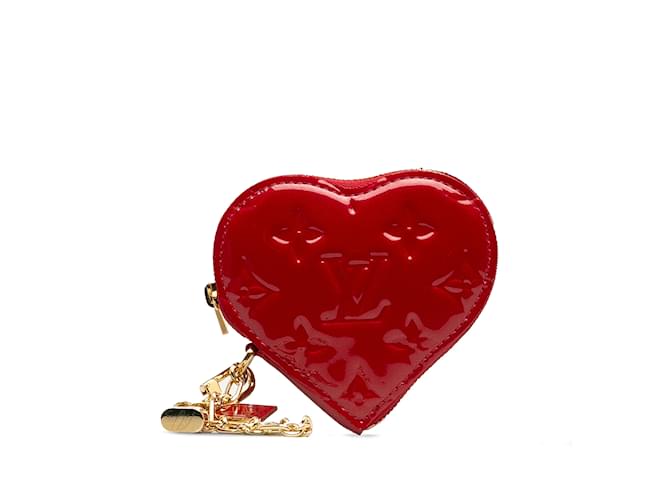 Bolsa Red Louis Vuitton Monograma Vernis Heart Coin Vermelho  ref.1237928