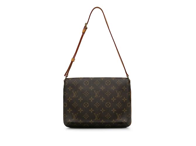 Bolsa de ombro com alça curta Louis Vuitton Monogram Musette Tango marrom Couro  ref.1237937