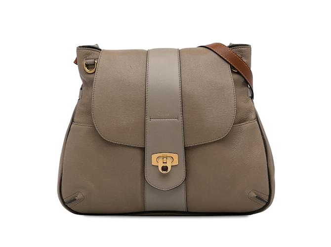 Chloé Taupe Chloe Leather Lexa Crossbody  ref.1237955