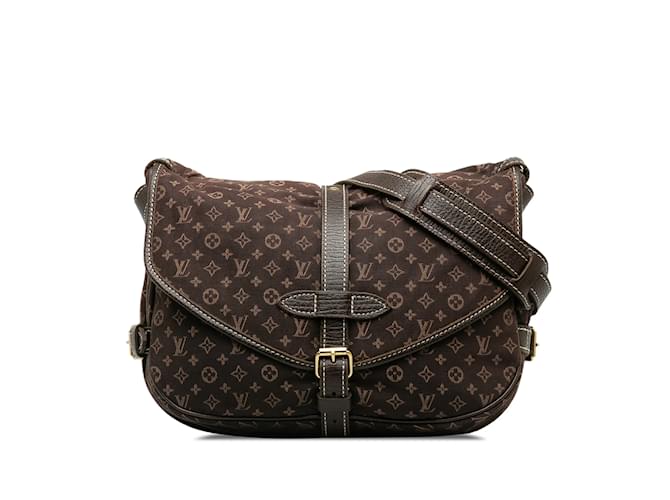 Brown Louis Vuitton Monogram Mini Lin Saumur 30 Crossbody Bag Leather  ref.1237960