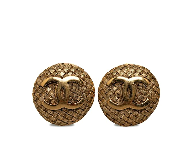Goldene Chanel CC-Ohrclips Vergoldet  ref.1237965