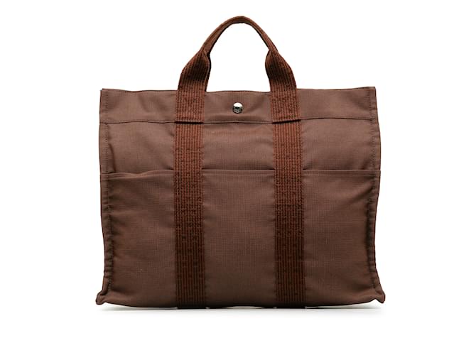 Hermès Brown Hermes Herline MM Tote Bag Cloth  ref.1237966