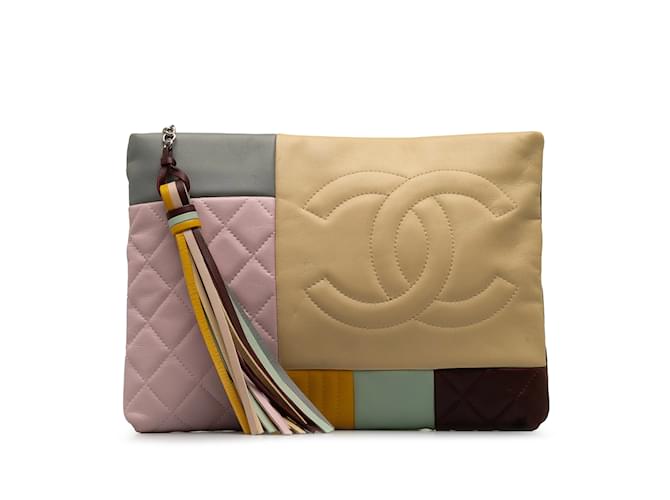 Embreagem multicolor Chanel Colorblock Patchwork O Case Multicor Couro  ref.1237981