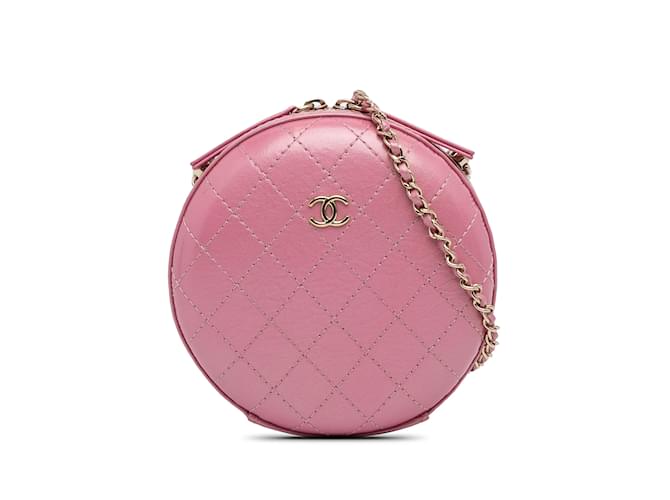 Pink Chanel Lambskin CC Round Chain Crossbody Leather  ref.1237989