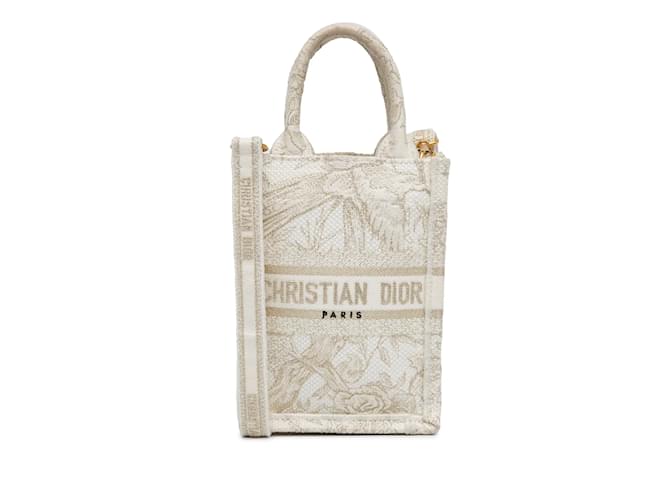 Bolsa de livro vertical Dior Mini Jardin D'Hiver branca Branco Lona  ref.1237992