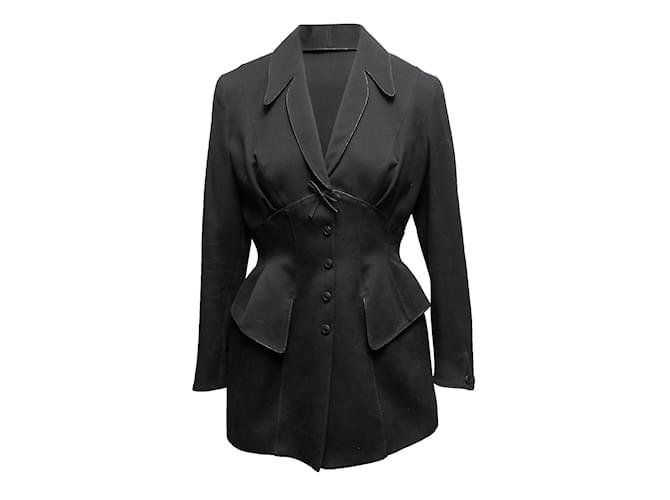 Vintage Black Thierry Mugler Fitted Blazer Size FR 42 Synthetic  ref.1237997