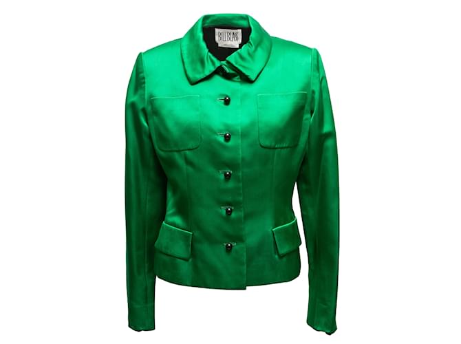 Vintage verde Bill Blass chaqueta satinada tamaño EE.UU. 12 Sintético  ref.1237999