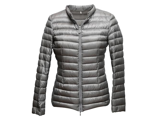 Grey Moncler Down Puffer Jacket Size 2 Synthetic  ref.1238006