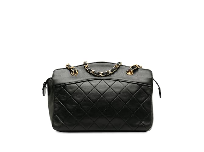 Schwarze Chanel-Umhängetasche aus gestepptem Lammleder  ref.1238014