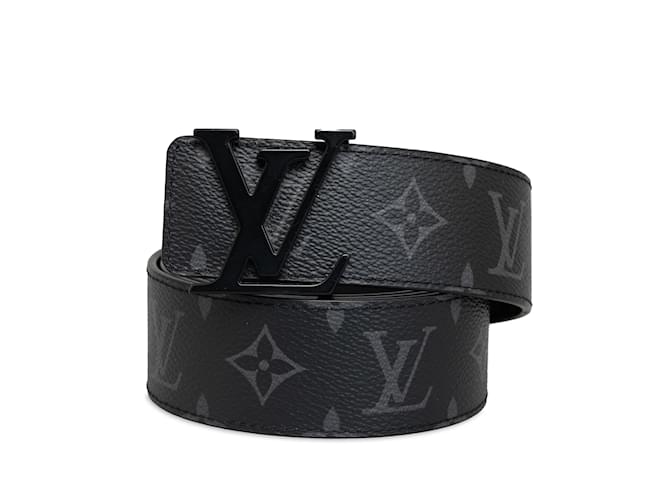 Black Louis Vuitton Monogram Eclipse LV Initiales Reversible Belt Cloth  ref.1238021