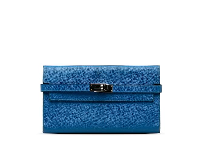 Hermès Blaue Hermes Epsom Kelly klassische Geldbörse Leder  ref.1238024