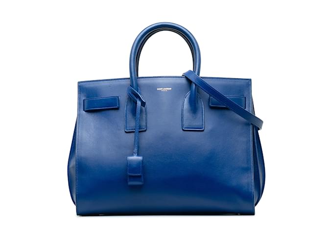 Bolso satchel pequeño Sac De Jour de Saint Laurent en azul Cuero  ref.1238025