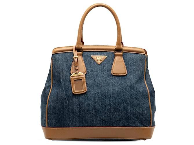 Blue Prada Denim Tote Bag Leather  ref.1238029
