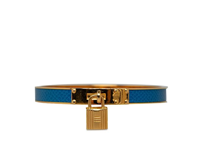 Hermès Blaues Hermes Kelly Cadena Armreif-Kostümarmband Leder  ref.1238049