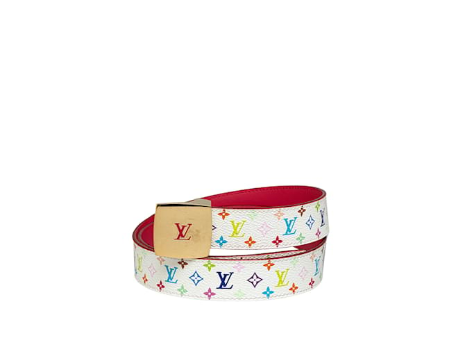 Cintura reversibile bianca Louis Vuitton Monogram multicolore con taglio LV Bianco Tela  ref.1238054