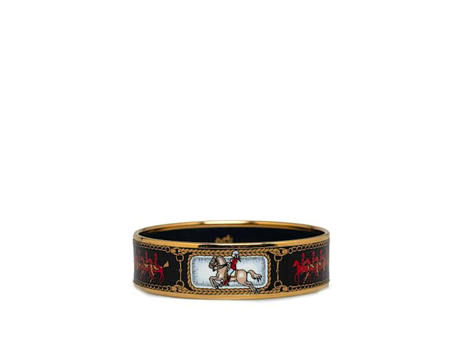 Hermès Pulseira de traje de pulseira de esmalte largo Hermes de ouro Dourado Metal  ref.1238056