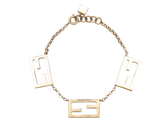 Bracelet chaîne doré à logo Fendi Or jaune  ref.1238058