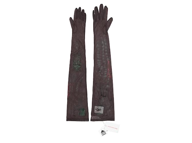 Autre Marque Brown & Multicolor Walter Van Beirendonck Mesh Tattoo Gloves Size US L Synthetic  ref.1238059