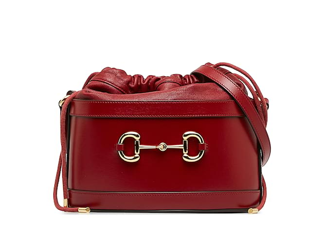 Red Gucci Horsebit 1955 Bucket bag Leather  ref.1238062