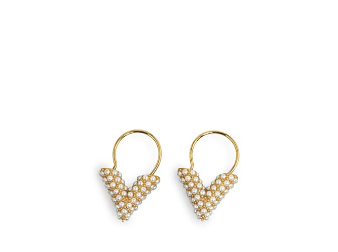 Gold Louis Vuitton Essential V Perle Earrings Golden Metal  ref.1238063