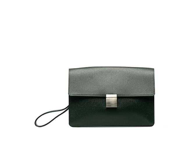 Green Louis Vuitton Taiga Selenga Clutch Bag Leather  ref.1238067