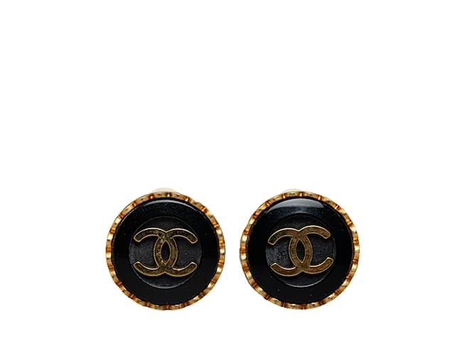 Gold Chanel CC Clip On Earrings Golden Gold-plated  ref.1238077