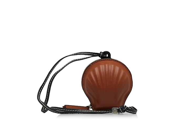 Brown Loewe Mini Seashell Coin Pouch Leather  ref.1238080