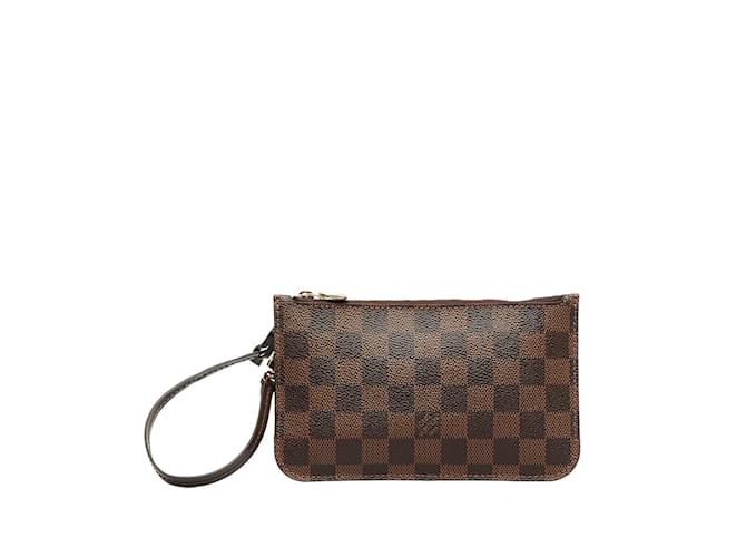 Brown Louis Vuitton Damier Ebene Neverfull Pochette Pouch Leather  ref.1238081