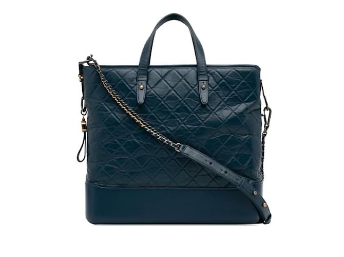 Bolsa de compras Chanel grande Gabrielle azul Couro  ref.1238093