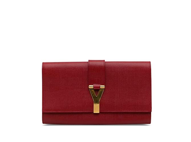 Yves Saint Laurent Red YSL Chyc Ligne Clutch Leather  ref.1238110