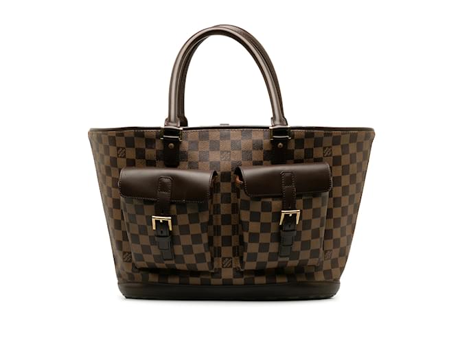 Brown Louis Vuitton Damier Ebene Manosque GM Tote Bag Leather  ref.1238115