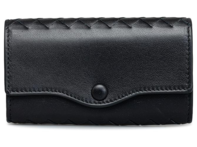 Black Bottega Veneta Intrecciato Leather Key Case  ref.1238129