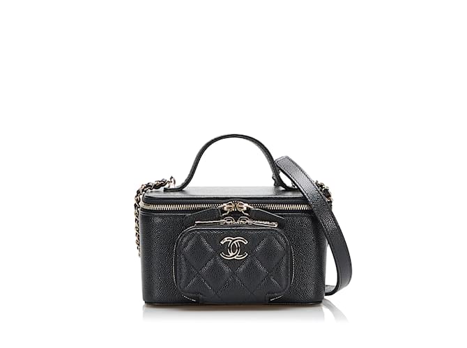 Black Chanel CC Matelasse Caviar Vanity Bag Leather  ref.1238135