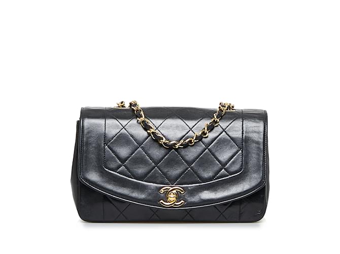Black Chanel Diana Flap Crossbody Bag Leather  ref.1238137