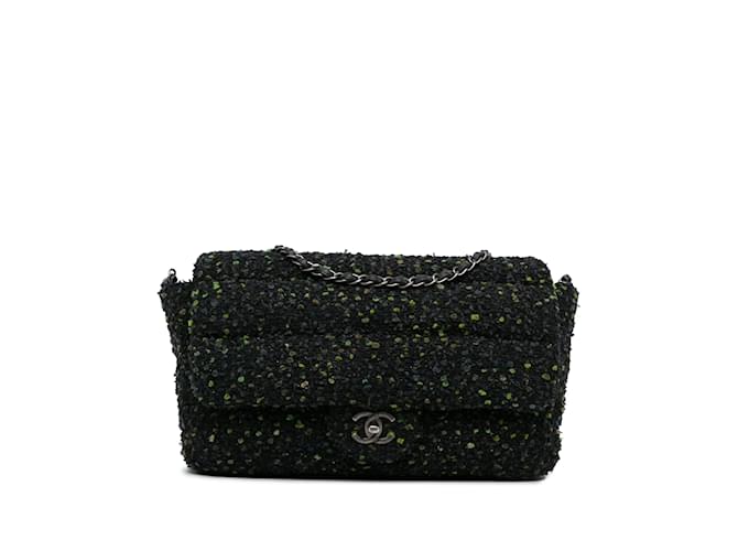Black Chanel CC Tweed Flap Bag  ref.1238138