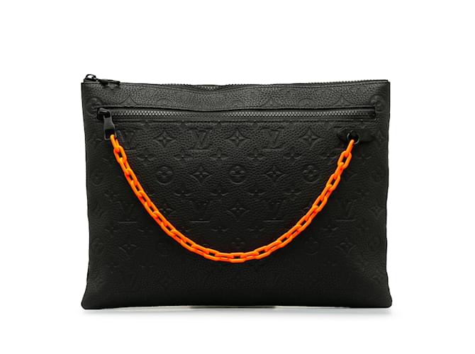 Black Louis Vuitton Monogram Taurillon A4 Pouch Clutch Bag Leather  ref.1238148