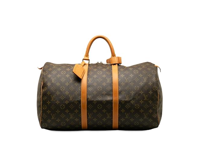 Keepall marron à monogramme Louis Vuitton 50 Sac de voyage Cuir  ref.1238149