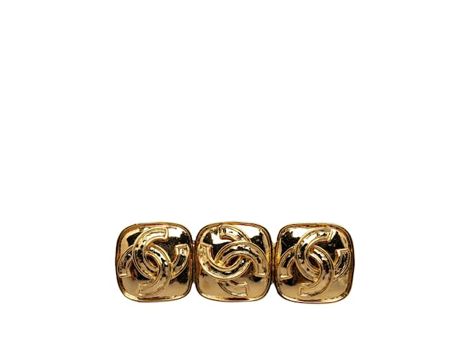 Broche Chanel Triple CC dorée Métal  ref.1238150