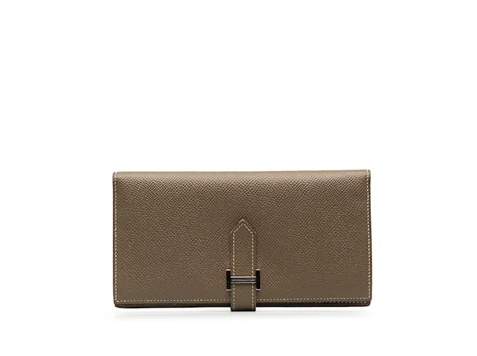 Hermès Brown Hermes Epsom Bearn Wallet Leather  ref.1238172