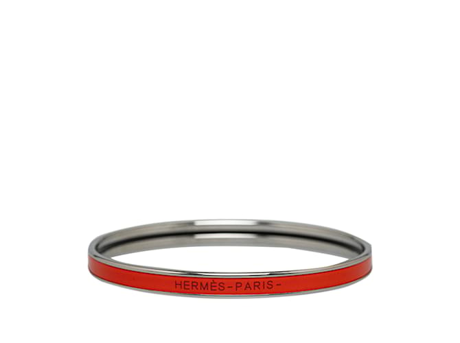 Hermès Pulseira de fantasia Red Hermes Extra Narrow Esmalte Uni Bangle Vermelho Metal  ref.1238175
