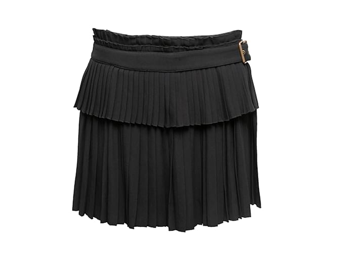 Black Alexander McQueen Pleated Buckle Mini Skirt Size IT 38 Synthetic  ref.1238177