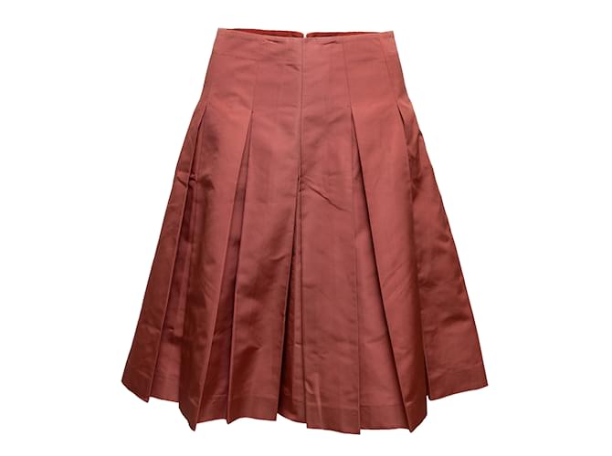 Salmon Prada Silk Pleated Skirt Size IT 38  ref.1238178