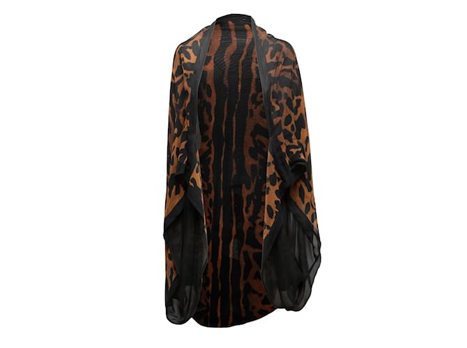 Encolher de ombros vintage preto e marrom Alexander McQueen com estampa de leopardo tamanho O/S Sintético  ref.1238185