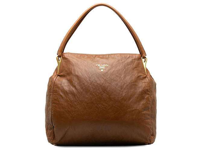 Brown Prada Nappa Antique Hobo Tote Bag Leather  ref.1238197
