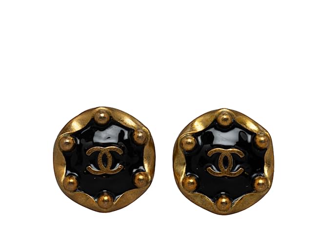 Gold Chanel CC Clip On Earrings Golden Gold-plated  ref.1238203