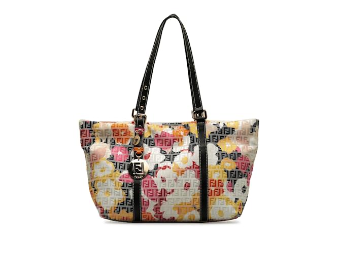 Pink Fendi Floral Zucchino Tote Bag Leather  ref.1238205