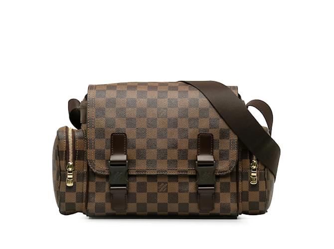 Brown Louis Vuitton Damier Ebene Melville Reporter Crossbody Bag Cloth  ref.1238208